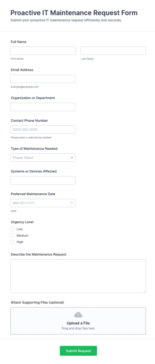 Proactive IT Maintenance Request Form Template