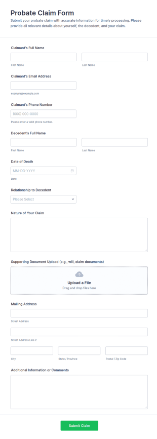 Probate Claim Form Template