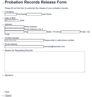 Probation Records Release Form Template
