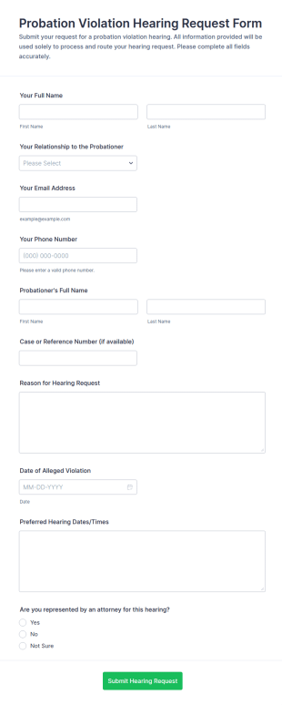 Probation Violation Hearing Request Form Template