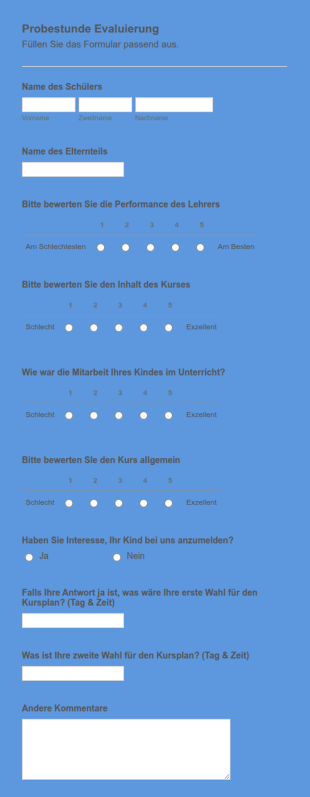 Probestunde Evaluierung
