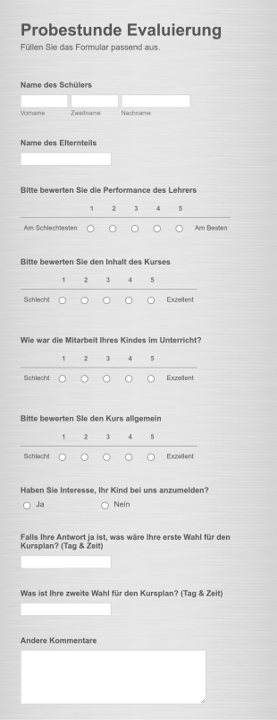Probestunde Evaluierung Form Template
