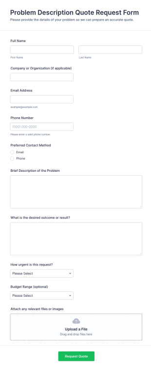 Problem Description Quote Request Form Template