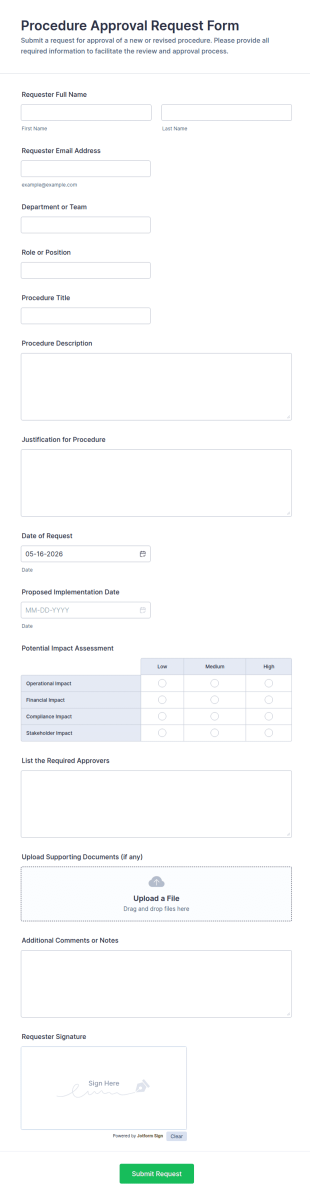 Procedure Approval Request Form Template