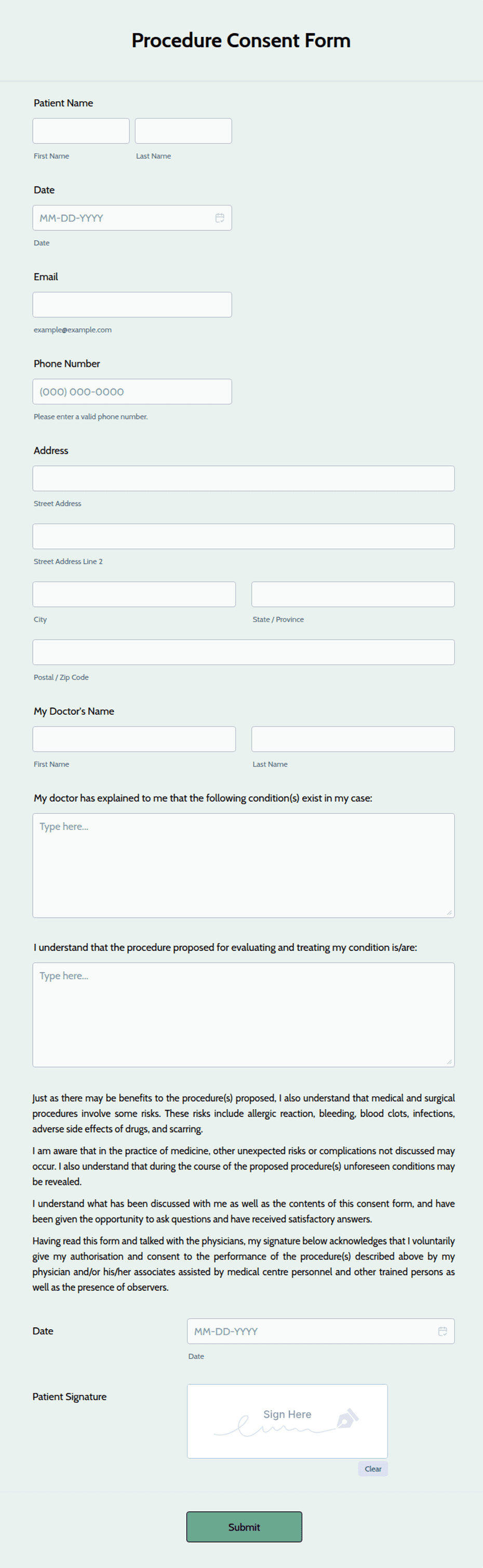 Surgery Consent Form.pdf Surgery Consent Forms Templates