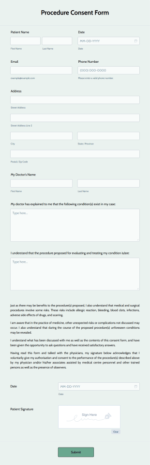Procedure Consent Form Template