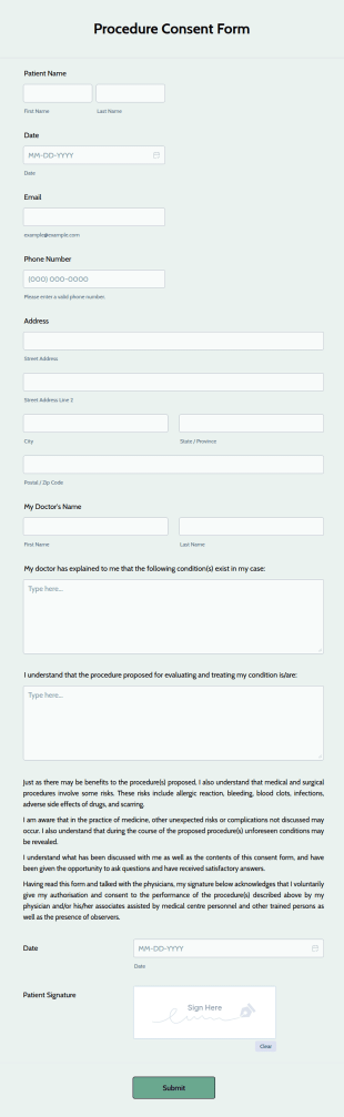Procedure Consent Form Template