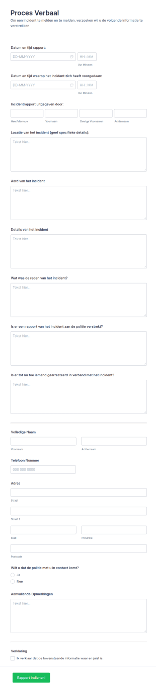 Proces Verbaal Formuliersjabloon