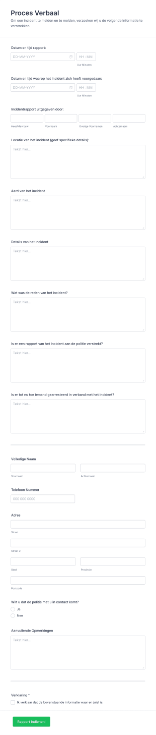 Proces Verbaal Formuliersjabloon Form Template