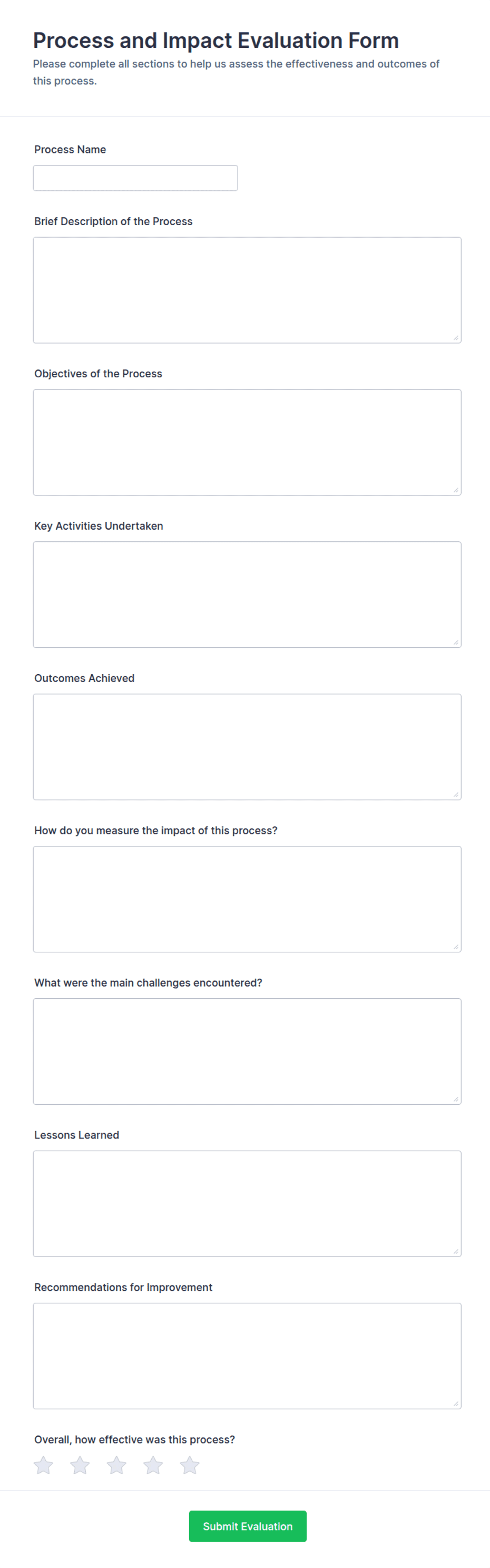 Process and Impact Evaluation Form Template | Jotform