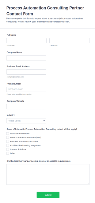 Process Automation Consulting Partner Contact Form Template