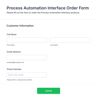 Process Automation Interface Order Form Form Template