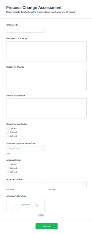 Process Change Assessment Form Template