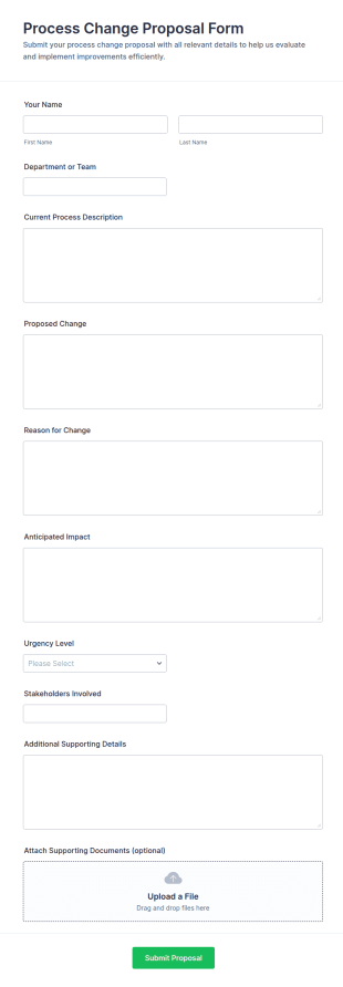 Process Change Proposal Form Template
