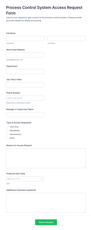 Process Control System Access Request Form Template