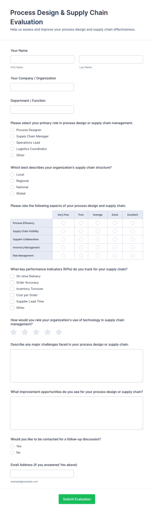 Process Design & Supply Chain Evaluation Form Template