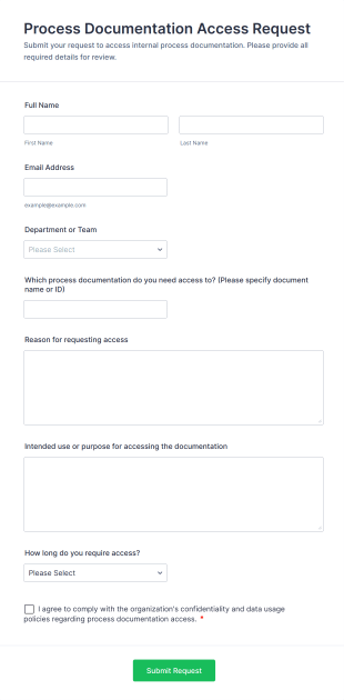 Process Documentation Access Request Form Template