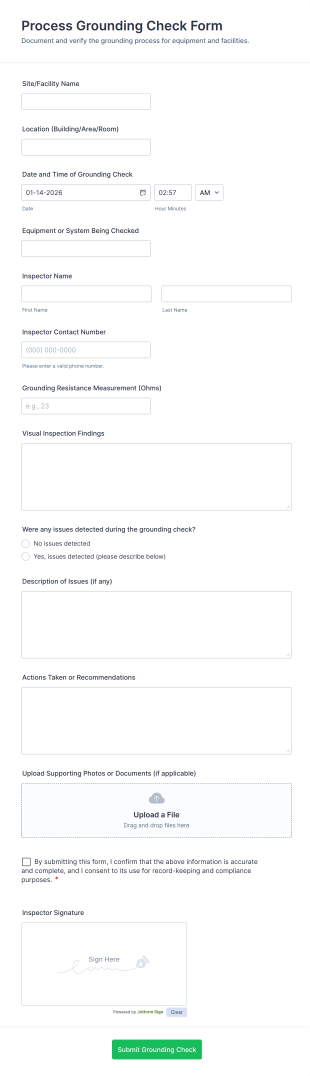 Process Grounding Check Form Template