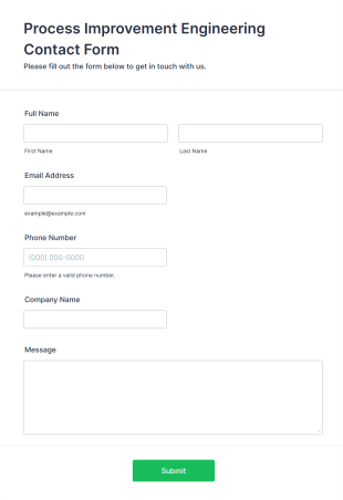 Process Improvement Engineering Contact Form Template