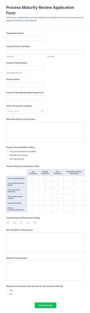 Process Maturity Review Application Form Template