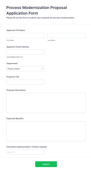 Process Modernization Proposal Application Form Form Template