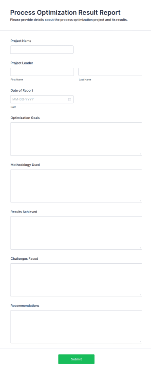 Process Optimization Result Report Form Template