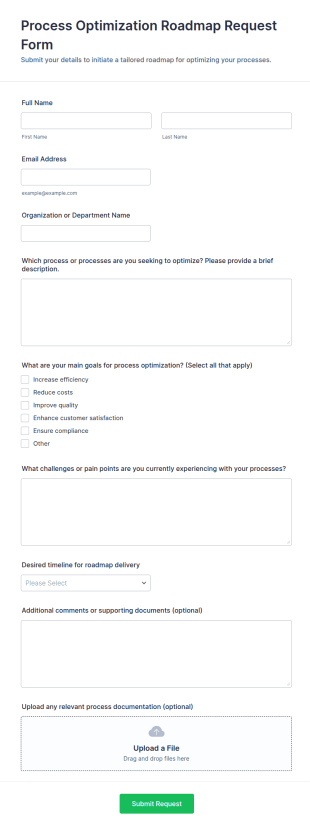 Process Optimization Roadmap Request Form Template