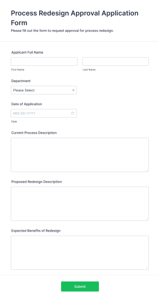 Process Redesign Approval Application Form Template