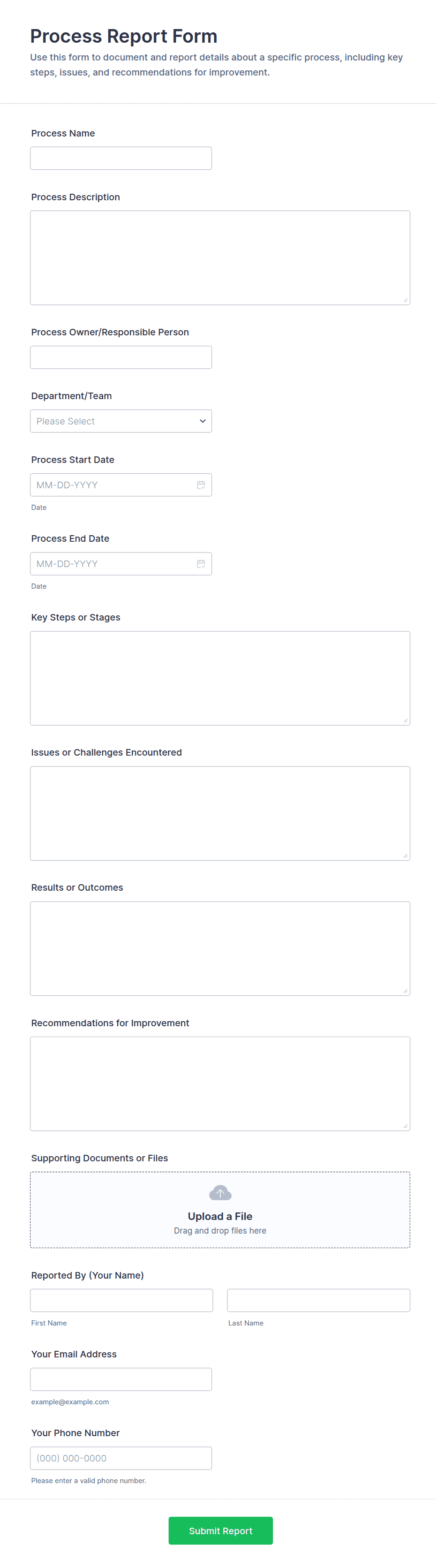 Process Report Form Template | Jotform