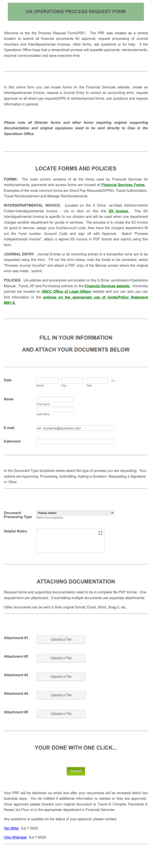 Process Request Form UNCC UA