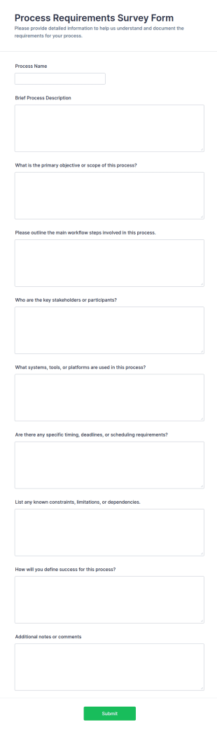 Process Requirements Survey Form Template