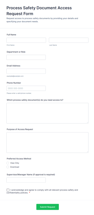 Process Safety Document Access Request Form Template