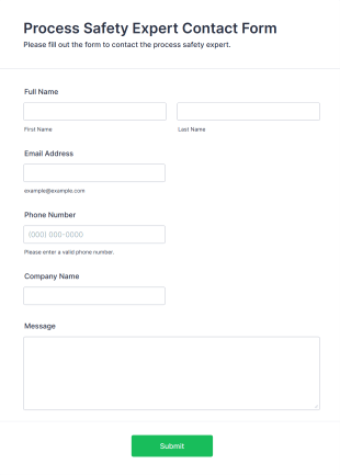 Process Safety Expert Contact Form Template