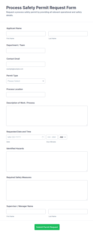 Process Safety Permit Request Form Template