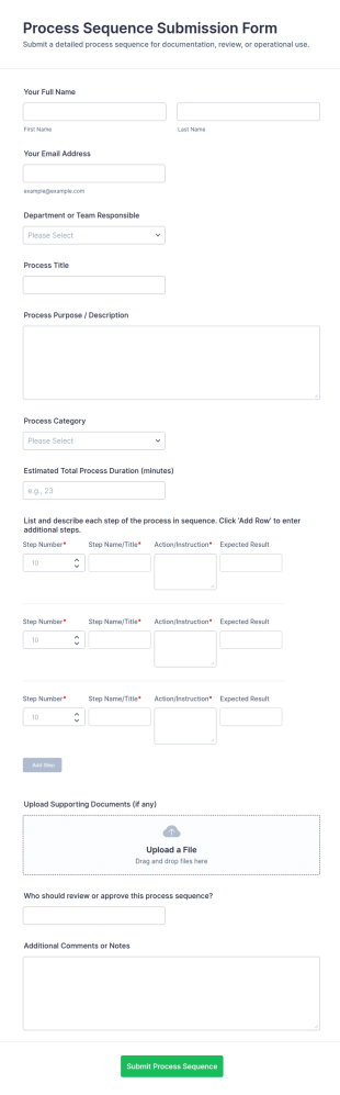 Process Sequence Submission Form Template