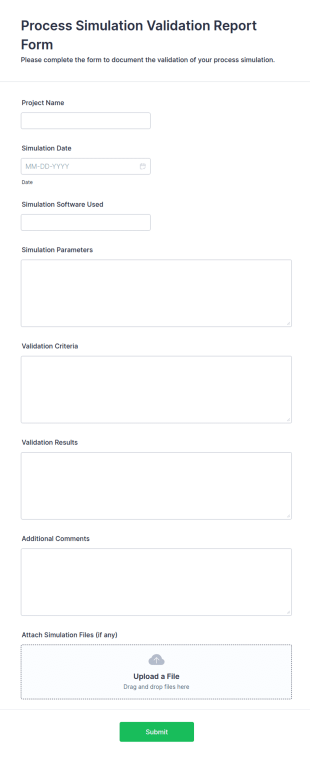 Process Simulation Validation Report Form Template