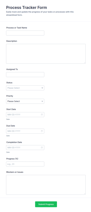Process Tracker Form Template