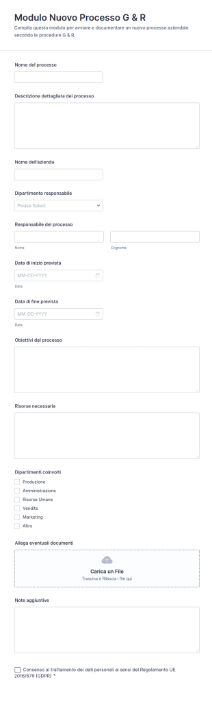 Processo Nuovo G & R V10 Modulo Di Localizzazione
