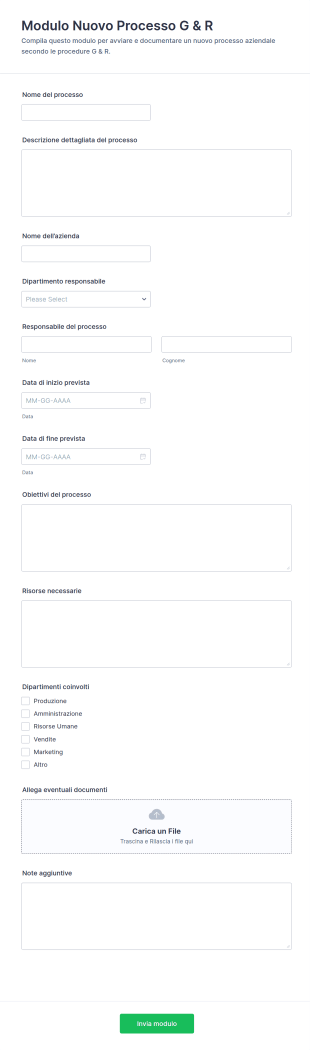 Processo Nuovo G & R V10 Modulo Di Localizzazione