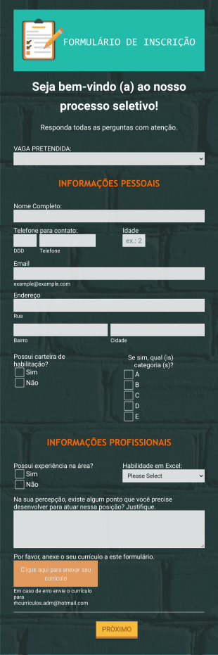 Processo Seletivo Auxiliar Administrativo Form Template
