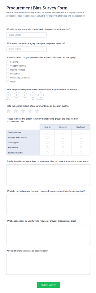 Procurement Bias Survey Form Template