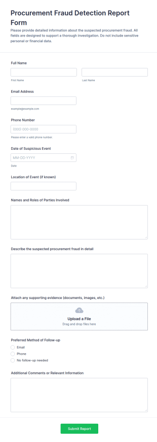Procurement Fraud Detection Report Form Template
