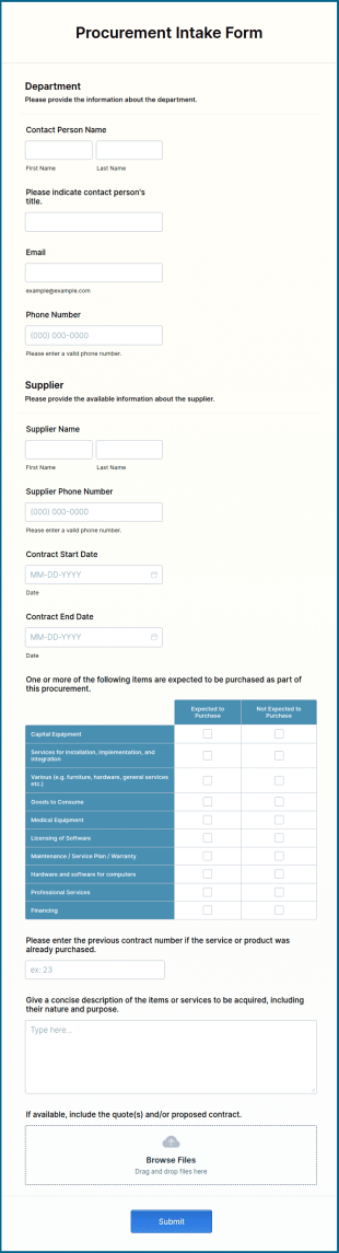 Procurement Intake Form Template