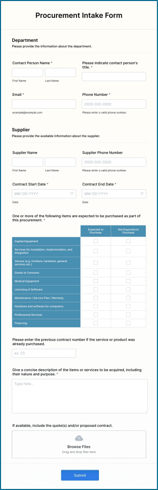 Procurement Intake Form Template
