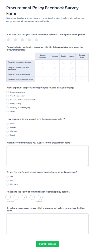Procurement Policy Feedback Survey Form Template