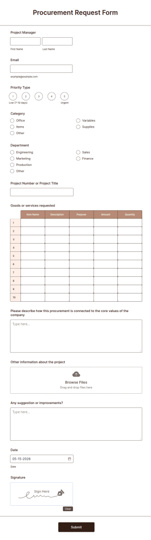 Procurement Request Form Template