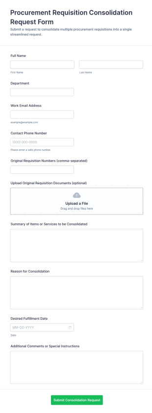Procurement Requisition Consolidation Request Form Template