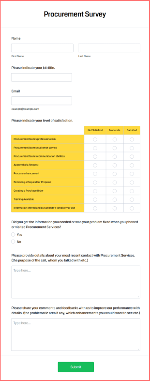 Procurement Survey Form Template