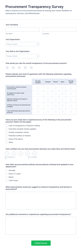 Procurement Transparency Survey Form Template