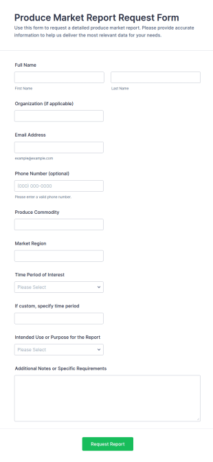 Produce Market Report Request Form Template